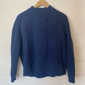 J Crew Cable Knit Sweater Fishermans Blue Womens Small